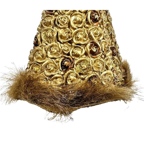 Cracker Barrel Season of Glory Gold Angel with Bird Faux Fur Trim Vintage-Nice! - Picture 6 of 8